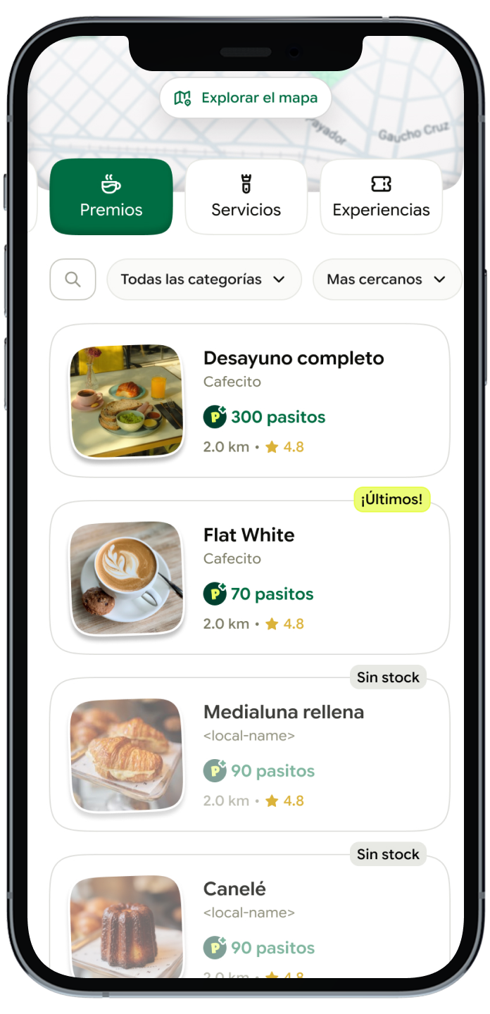 Pasito para comercios · vista principal